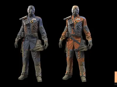 Sci-Fi Worker Low-poly 3D model