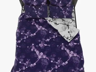 Bed 3d with bedding 3D model