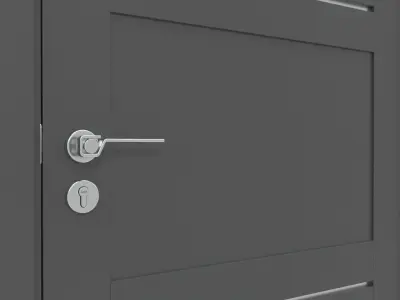 Modern Wooden Interior Door with Furniture 006 3D model