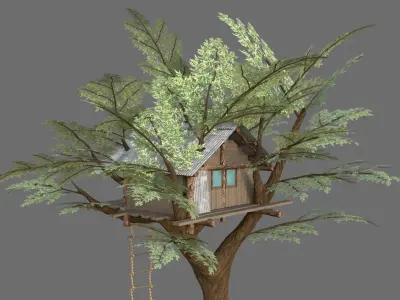 Tree house Low-poly 3D model