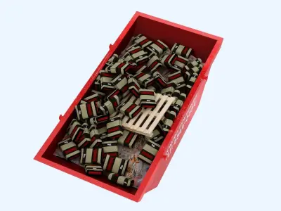 Industrial Container with concrete sacks 3D model