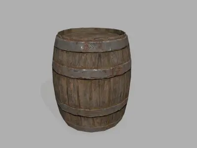 Wooden Barrel Low-poly 3D model