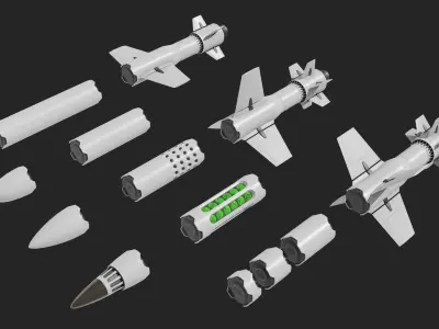 Sci Fi Missile Shark series Kit Low-poly 3D model