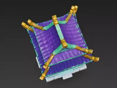 Stylized Fantasy Floating Crystal Temple 3D Model Low-poly 3D model