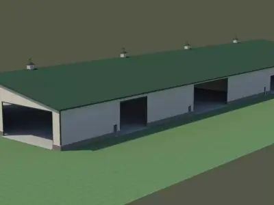 350 x 140 shed with 12 semi bays  3D model