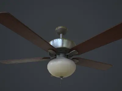 Wooden Ceiling Fan Low-poly 3D model