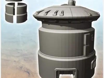 Futuristic tower with spherical roof with large ground floor win 3D print model