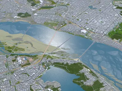 Concepcion Chile 25km AI Low-poly 3D model