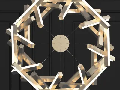 CHAOS chandelier made of wooden sticks 3D model
