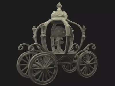 Chinese Ancient Carriage with red rose Figure  Low-poly 3D model