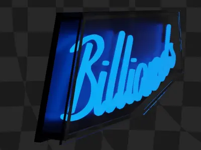 Neon Sign - Billiards Low-poly 3D model