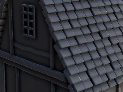 Medieval house with floor and entrance stair 6 3D print model