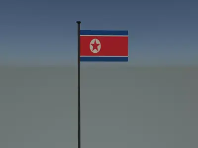 North korea flag Free low-poly 3D model