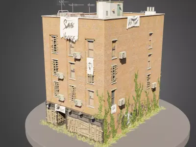 Abandoned building Low-poly 3D model