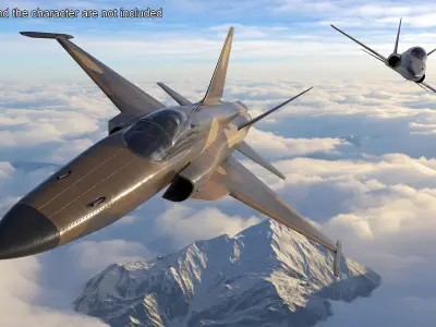  Camouflaged Military Fighter Jet without Rockets 