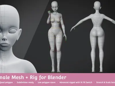 Base Meshes Character Starter Kit Low-poly 3D model