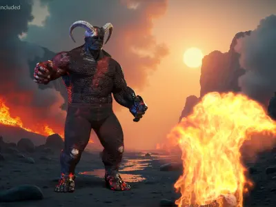  Infernal Muscular Demon Humanoid Dark Rigged 