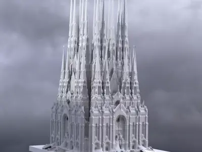 Fantasy Cathedral tall Turrets 3D print model