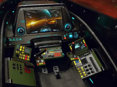Sci-Fi Spaceship Cockpit  Detailed Control Panel  Game-Ready PBR 3D model