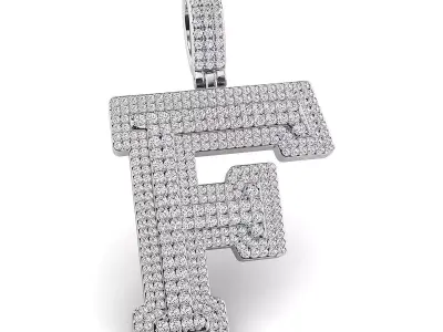 Alphabet Latter F Diamond Pendent 3D print model