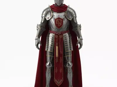 Royal Knight Plate Armor 3D Model Regal Full Suit Low-poly 3D model