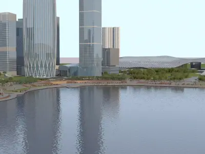Shenzhen city Bay Architecture Low-poly 3D model