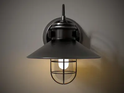 Industrial Street Lamp Low-poly 3D model