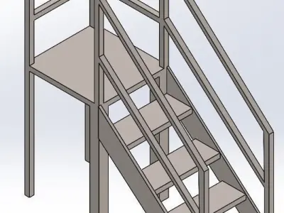 Steps stair railings and handrails 3D model