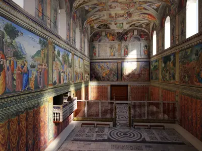 Sistine Chapel Interior Low Poly Low-poly 3D model
