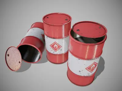 Barrels red new Low-poly 3D model