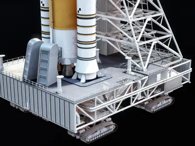  SLS Mobile Launcher Platform Crawler NASA Transporter With The Launchpad PBR 