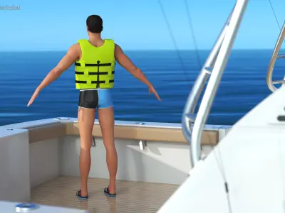  Male in Swimwear and Life Vest 