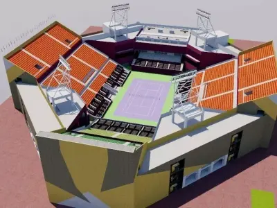 Khalifa International Tennis - Doha Qatar Low-poly 3D model