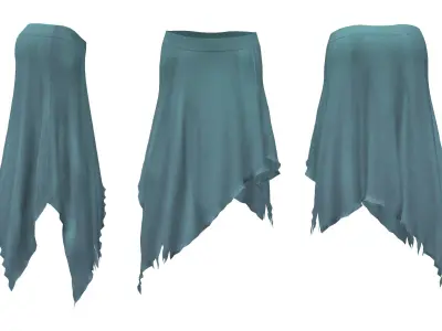 Boho Hem Skirt Low-poly 3D model
