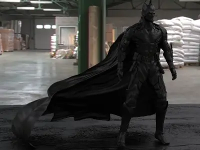 Batman 3D model statue of in warehouse 3D model