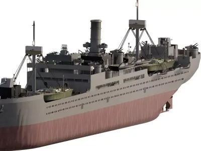 WW2 US NAVY HEAVY ARMED TRANSPORTER 3D model