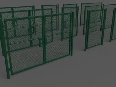 PBR Chain Link Fence For Court E Low-poly 3D model