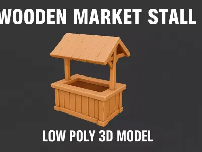 Wooden Market Stall Low-poly 3D model