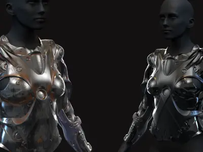 27 Female Scifi Suits KitBash with Uvs Plus ZTL  LP HP 3D model