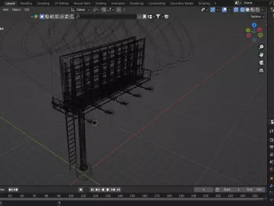 Realistic Billboard Low-poly 3D model
