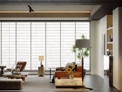 Italian style light luxury living room 3D model