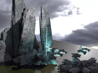 Halo Inspired Mountain Skyline Kit bash  3D model
