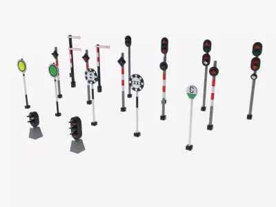 railway signals Low-poly 3D model