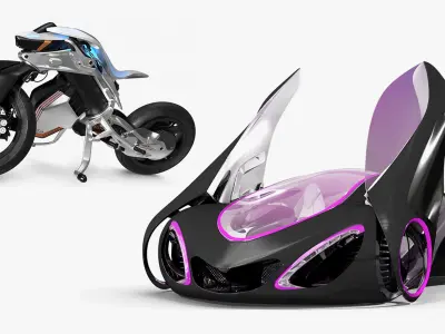  Futuristic Concept Vehicles Rigged for Cinema 4D Collection 