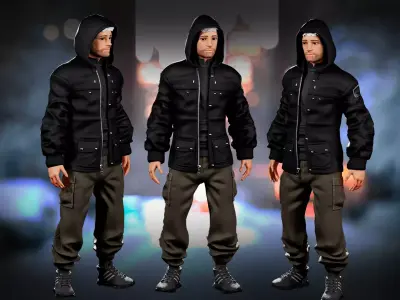 Streetwear Winter Guy Modular Game Character Low-poly 3D model