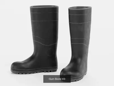 Rubber Gum Boots Collection - 4 Pairs of Rain Boots 3D Model Pack
