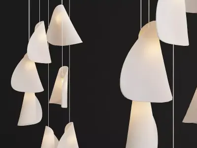 Series hanging lamp with lights 3D model