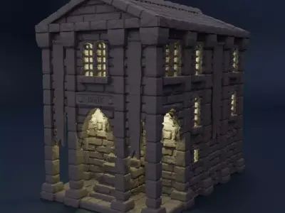 Medieval Bank Tabletop Terrain 28 MM 3D print model
