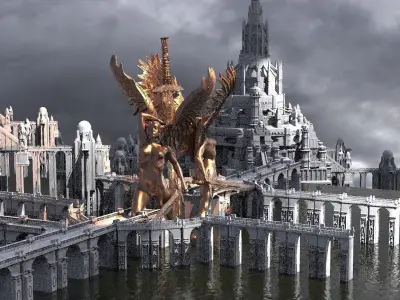 King Arthur Palace bridge 7 3D model