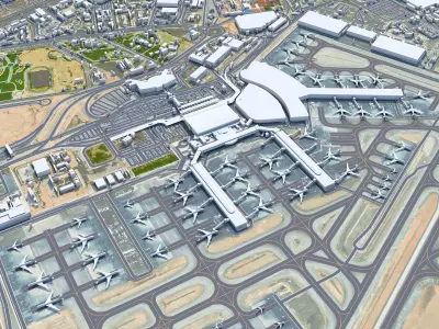 Cairo Airport 15km Low-poly 3D model